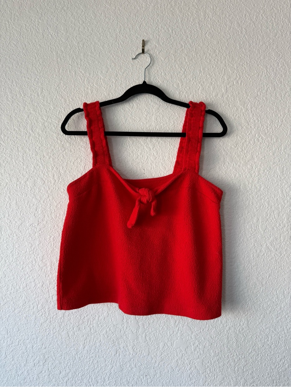 Red Tie-Front Women's Sweetheart Neck Tank Top